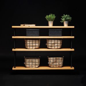 Threaded rods console, Reclaimed Wood Media Table with Shelf, Wide Console Table, Live Edge Entryway Table, Behind Sofa Table