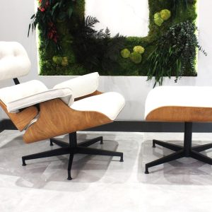 Custom color Classic Chaise Lounge chair with Foot rest Modesto, Eames Puffy Chaise Lounge, holywood chair, Bent wood Armchair