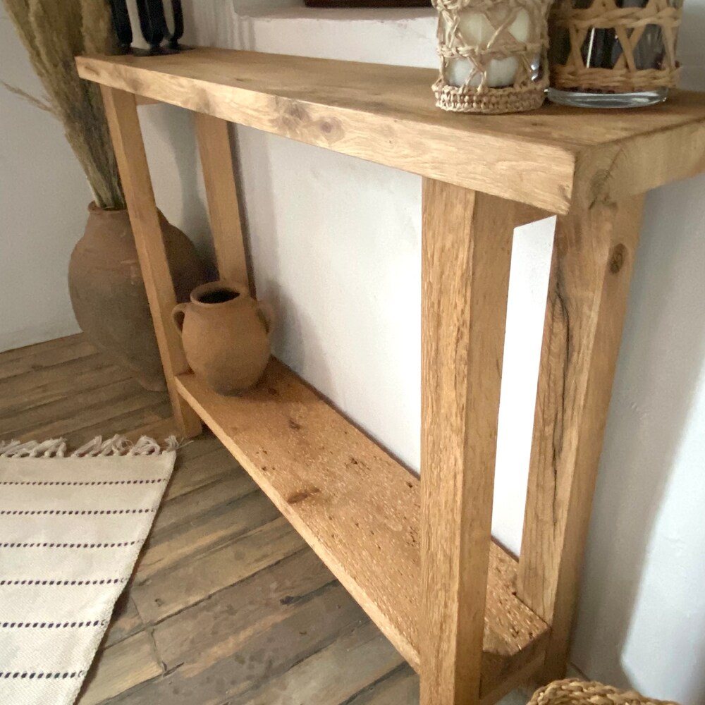 Tall Narrow Oak Console Table, Skinny Rustic Sofa Table, Narrow Entryway Table Wood, Rustic Console Table Hallway - Image 8