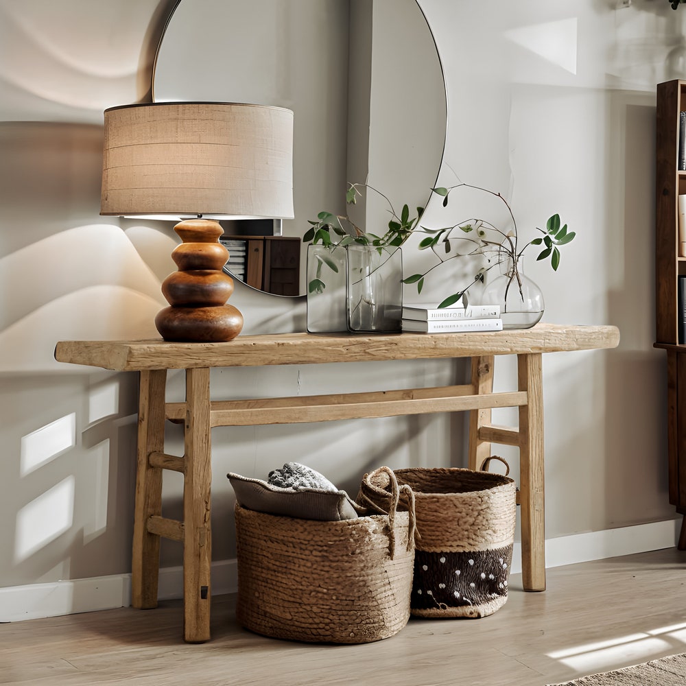 Console Table, Unique Rustic/Reclaimed Wood, Custom Farmhouse Hallway Sofa Entrway Wooden Solid Foyer Dresser Entry Table Gift for Women/Her