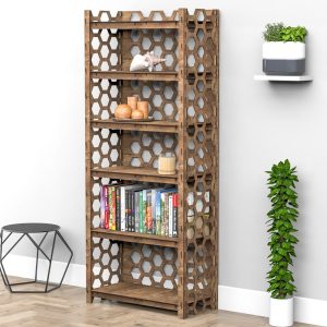 Wood Bookshelf, Bookcase, Bookshelves, Wooden Shelves, Shelving Unit "HONEYCOMB" (29.5"w 72"h) Hexagonica