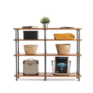 Industrial Pipe and Wood Kitchen Storage Cart, handmade furniture, coffee table, round table, diy table, black pipe table, living table