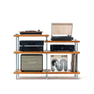 NEW Turntable Stand, Wood Furniture, Handmade Record Player Stand, Industrial Vinyl Table, Media Hifi TV Unit