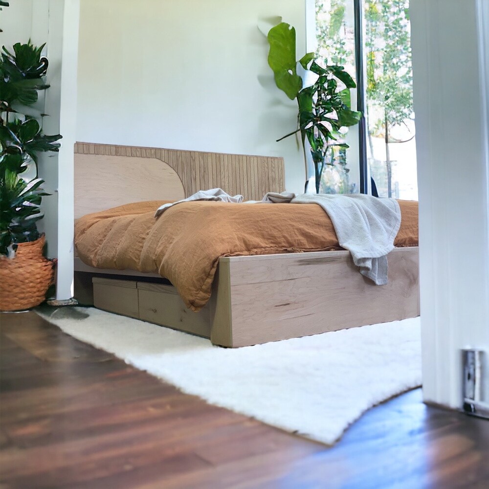 Custom Platform Bed Frame for Apartment Decor - "Eero" White Oak Wooden Bed Frame for Anniversary Gift - King Bed Frame Reclaimed Furniture - Image 3