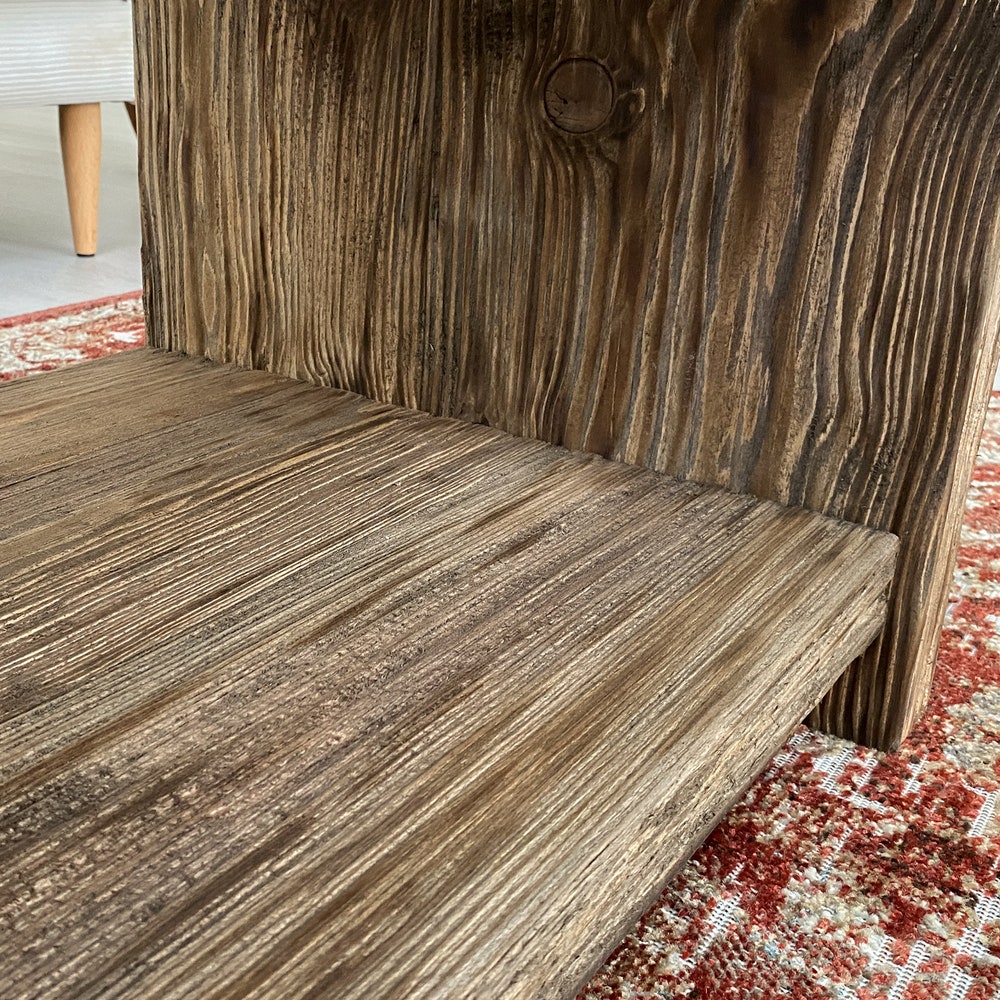 Rustic Wood Coffee Table,Large Coffee Table Reclaimed Wood, Unique Mid Century Top Live Edge Solid Rectangular Custom Farmhouse Wooden Table - Image 6