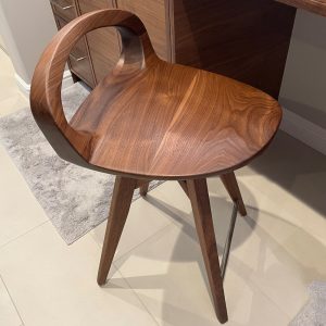 Sculpted Bar Stool | Vanity Stool | Swiveling Stool | Counter Stool | Low Back Chair | Modern Farmhouse Stool | Wood Stool |