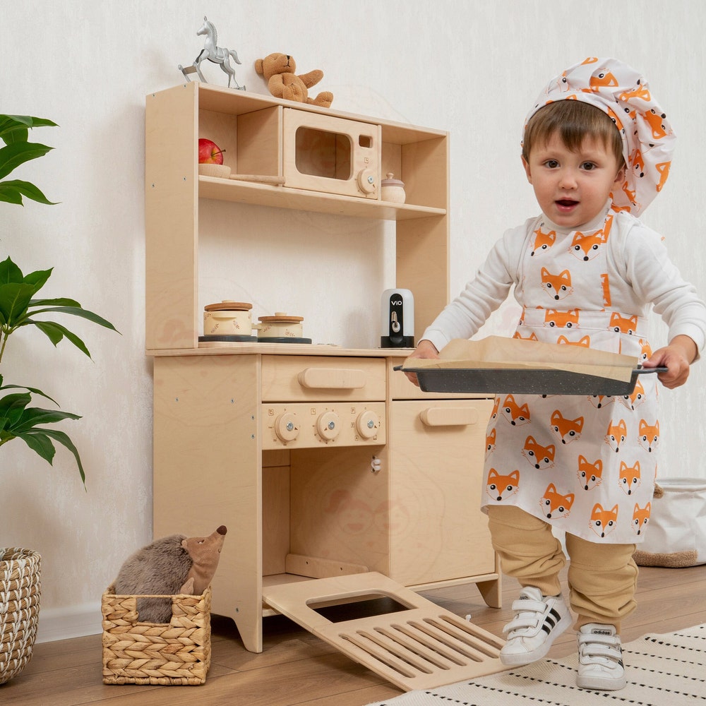 Wooden Toy Kitchen for boys and girls, Play Kitchen for Kids, Preschool playing set, Kitchen Pretend Play for Toddler, Montessori furniture - Image 2