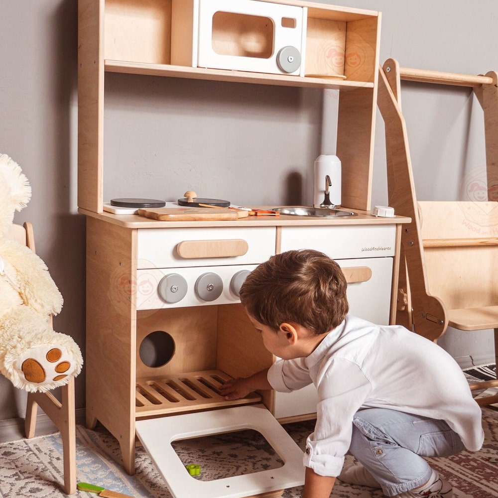 Wooden Play Kitchen for Kids, Toy Kitchen, Kitchen Pretend Play for Toddler, Montessori Eco Toy - Image 5