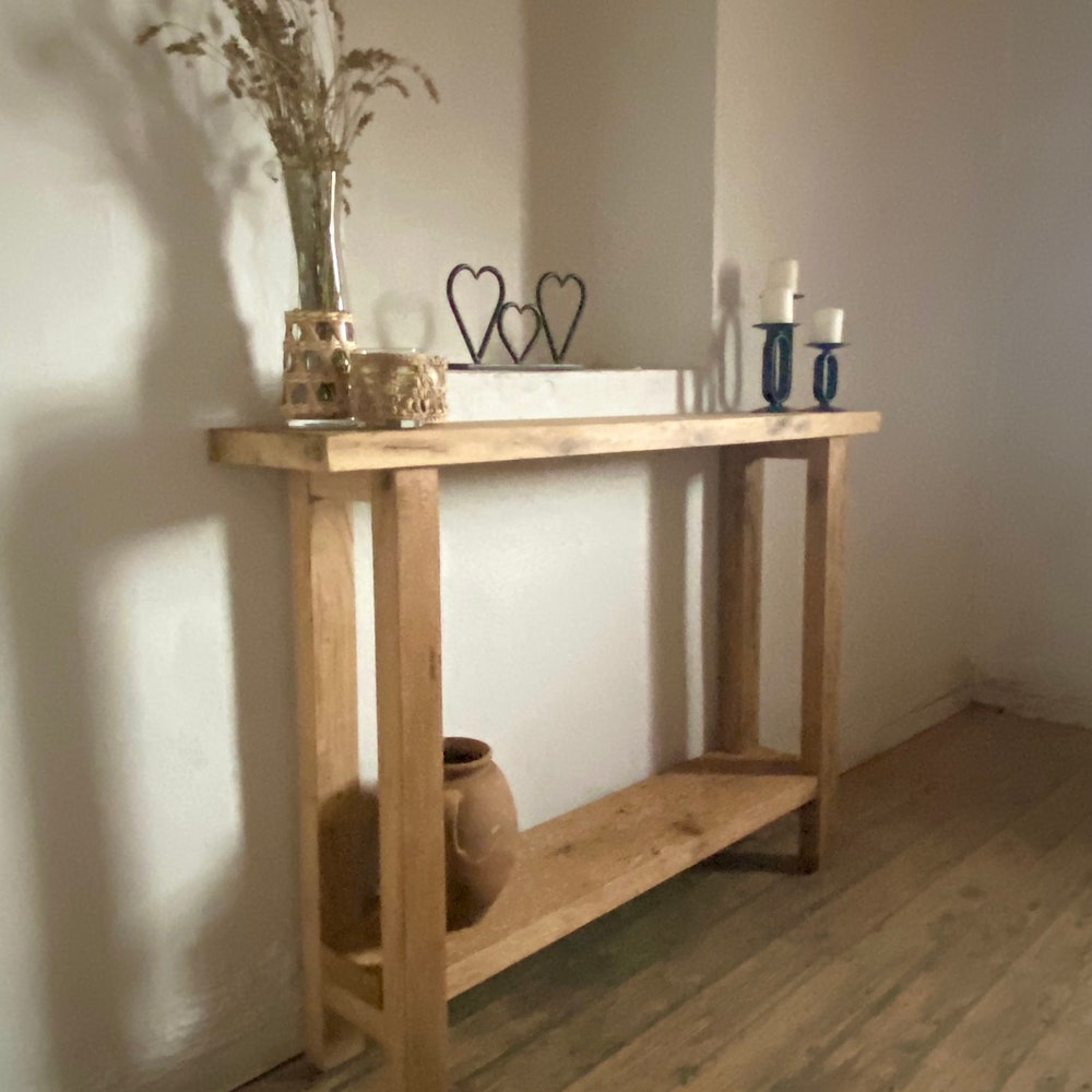 Tall Narrow Oak Console Table, Skinny Rustic Sofa Table, Narrow Entryway Table Wood, Rustic Console Table Hallway - Image 11