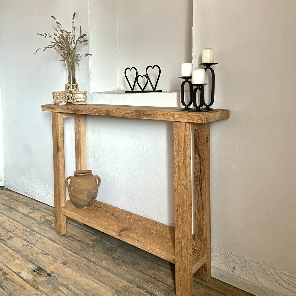 Tall Narrow Oak Console Table, Skinny Rustic Sofa Table, Narrow Entryway Table Wood, Rustic Console Table Hallway - Image 4