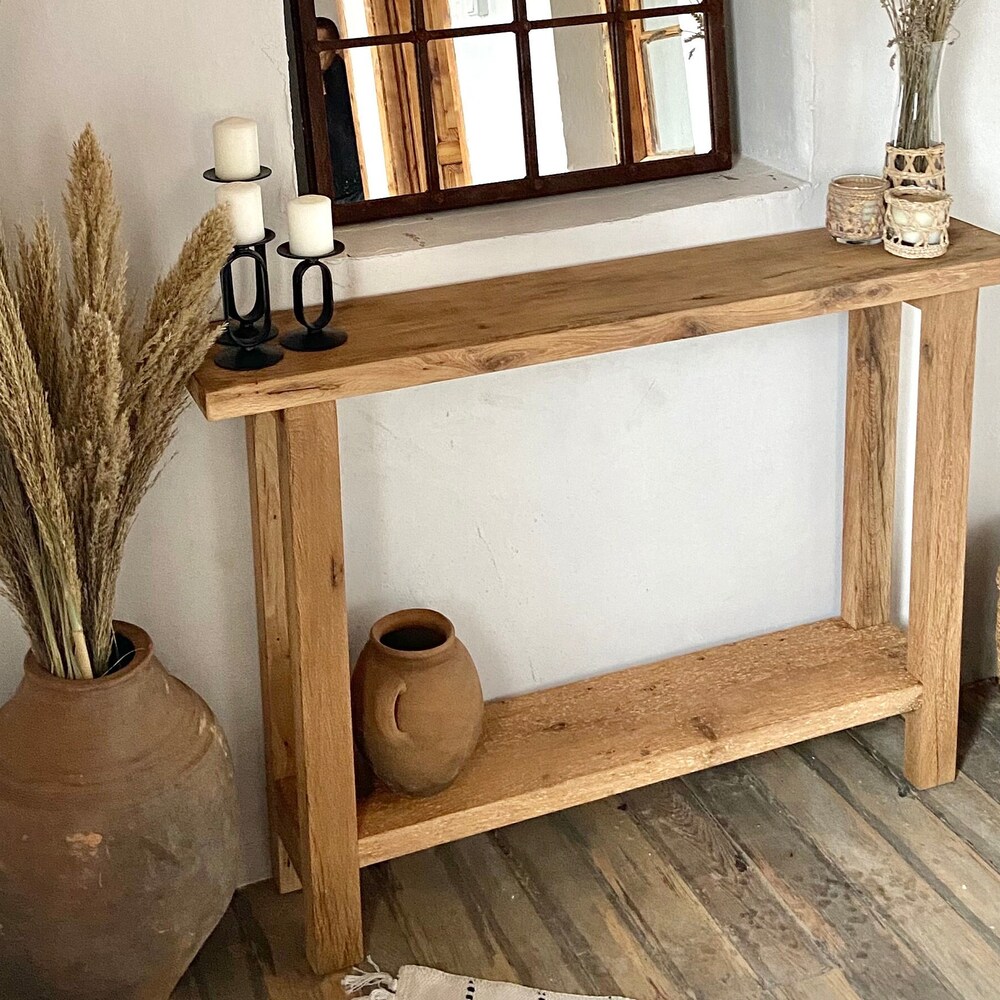 Tall Narrow Oak Console Table, Skinny Rustic Sofa Table, Narrow Entryway Table Wood, Rustic Console Table Hallway - Image 5