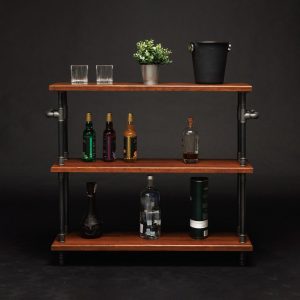 Wood Kitchen Storage Cart, handmade furniture, coffee table, round table, diy table, black pipe table, living table