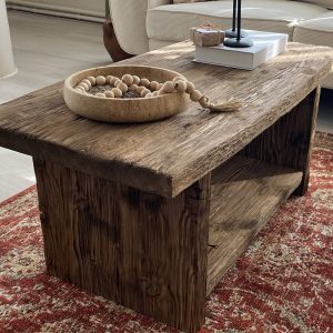 Rustic Wood Coffee Table,Large Coffee Table Reclaimed Wood, Unique Mid Century Top Live Edge Solid Rectangular Custom Farmhouse Wooden Table