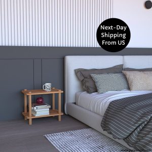 Solid Beech Wooden Nighstand, Minimalist Nightstand for Bedroom,  Wood Bedside Shelf
