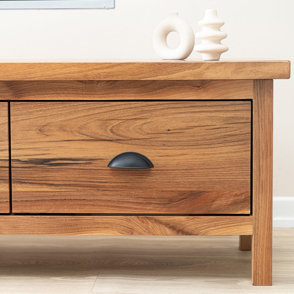 Handmade Walnut Wooden TV Stand, Farmhouse TV Stand with Storage, Artisan-Crafted Drawer TV Unit, Large Cabinet with Drawers, Console Table - Image 5