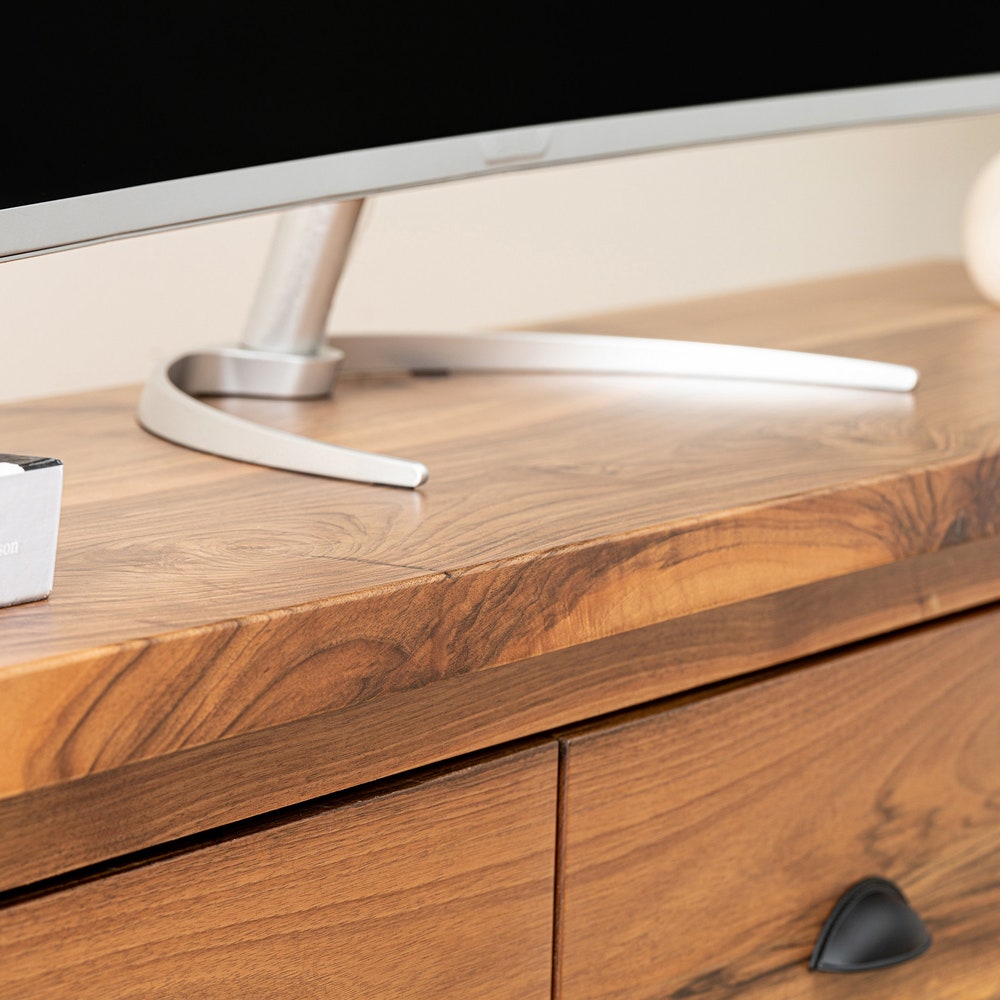 Handmade Walnut Wooden TV Stand, Farmhouse TV Stand with Storage, Artisan-Crafted Drawer TV Unit, Large Cabinet with Drawers, Console Table - Image 8