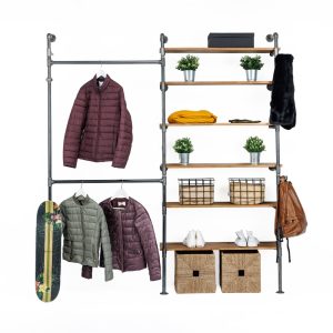 6 in 1 Frame variation Wall Rack, Clothing Rack, Retail Fixture, Garment Rack, Industrial Floating Shelves, Clothing Rack Garment Rack