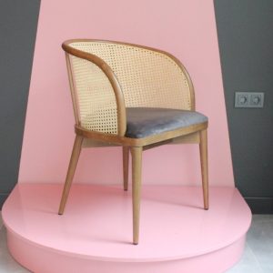 Rattan dining chair, made of hornbeam wood, handmade, special color and fabric options are available.