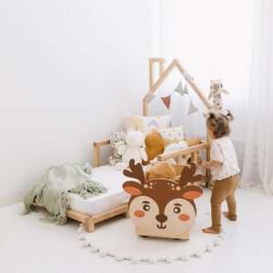 Toy Storage for Girls, Wooden Box on Wheels, Woodland Nursery Decor, Montessori Furniture, Baby Toy Chest, Toddler Gift, Neutral Nursery