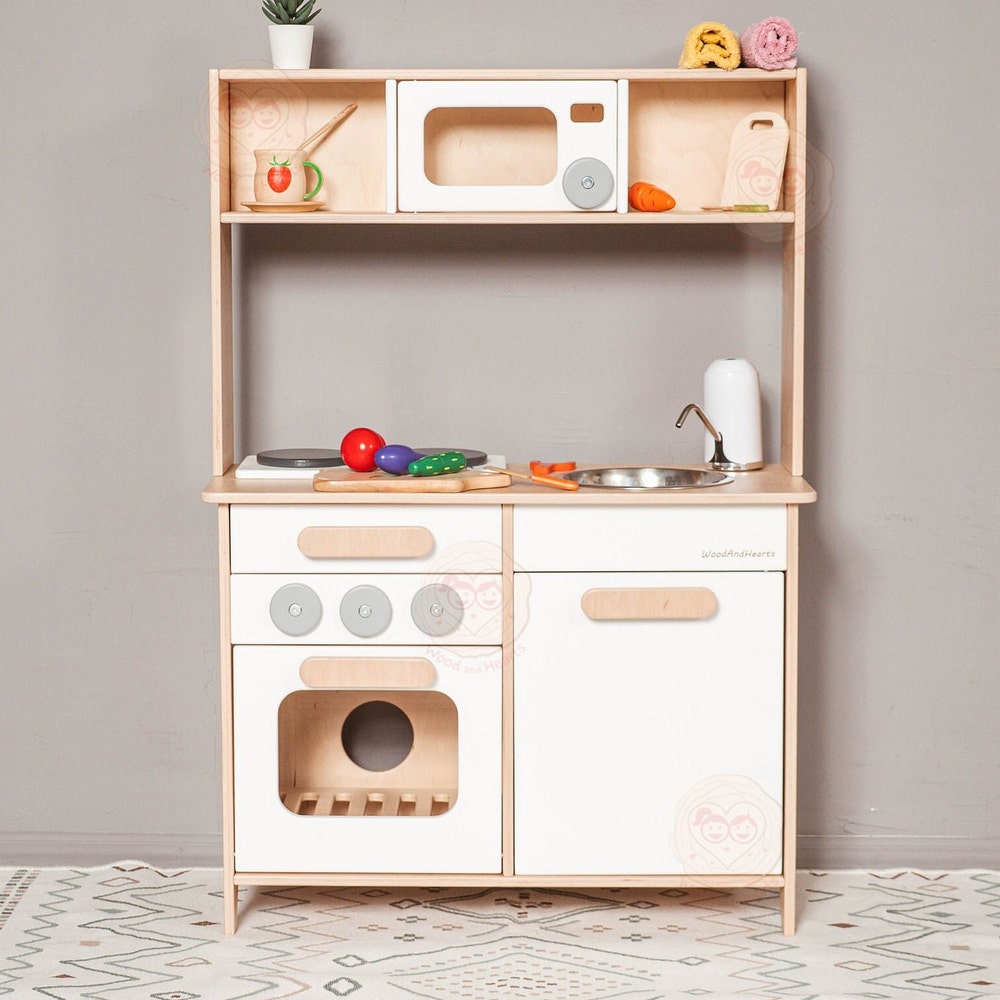 Wooden Toy Kitchen for boys and girls, Play Kitchen for Kids, Preschool playing set, Kitchen Pretend Play for Toddler, Montessori furniture - Image 6
