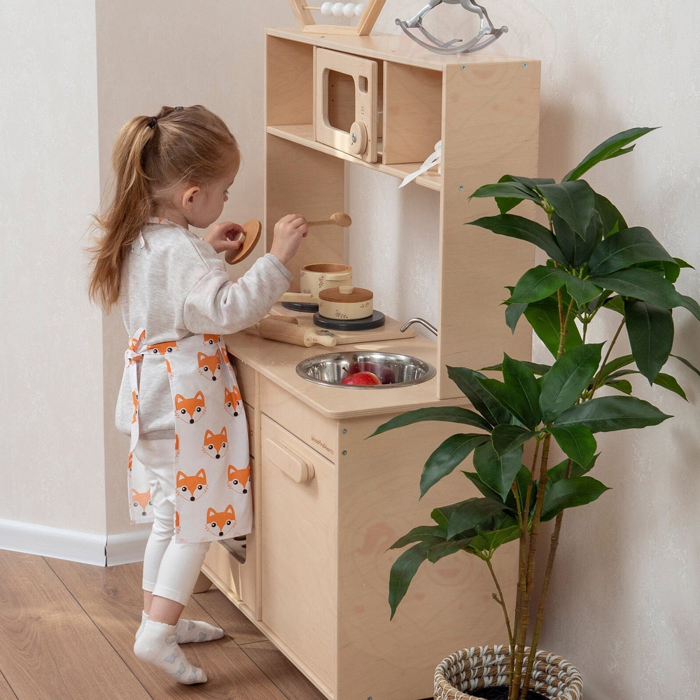 Wooden Toy Kitchen for boys and girls, Play Kitchen for Kids, Preschool playing set, Kitchen Pretend Play for Toddler, Montessori furniture - Image 5