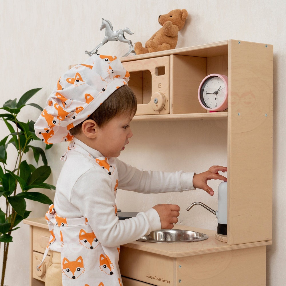 Wooden Toy Kitchen for boys and girls, Play Kitchen for Kids, Preschool playing set, Kitchen Pretend Play for Toddler, Montessori furniture - Image 8