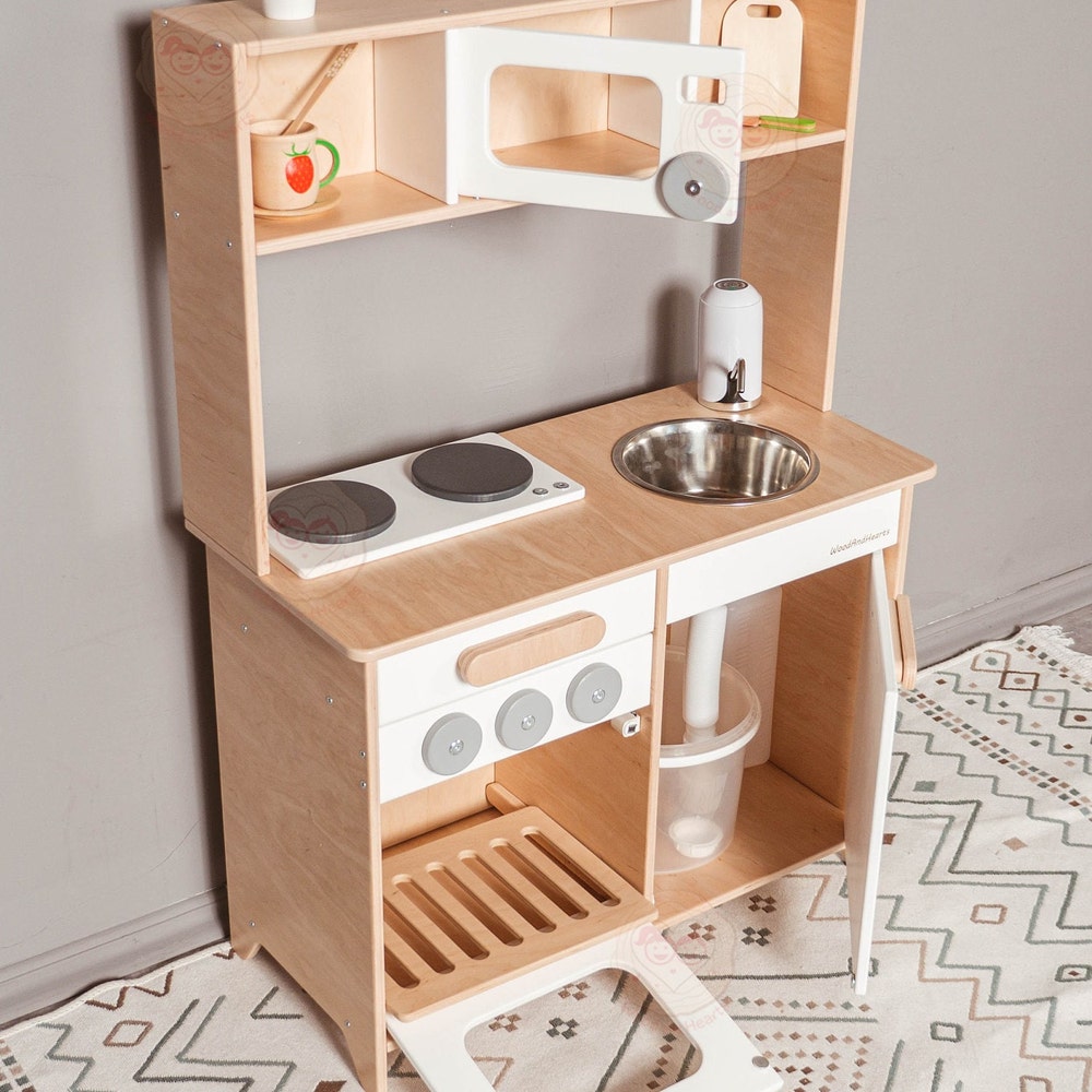 Wooden Play Kitchen for Kids, Toy Kitchen, Kitchen Pretend Play for Toddler, Montessori Eco Toy - Image 7