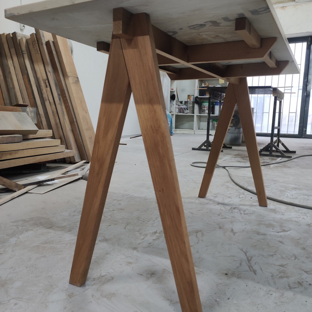 Wooden Table Leg, Full Set Solid Wood Snug Fit Plug-in System Table Legs, Handmade A Shaped Minimal Table - Image 5