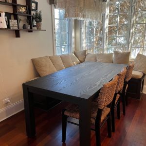 Oak Parson Table, Black Wood Parsons Table, Oak Kitchen Table, Narrow Wood Table for Kitchen or Dining Room, Black Wood Dining Table