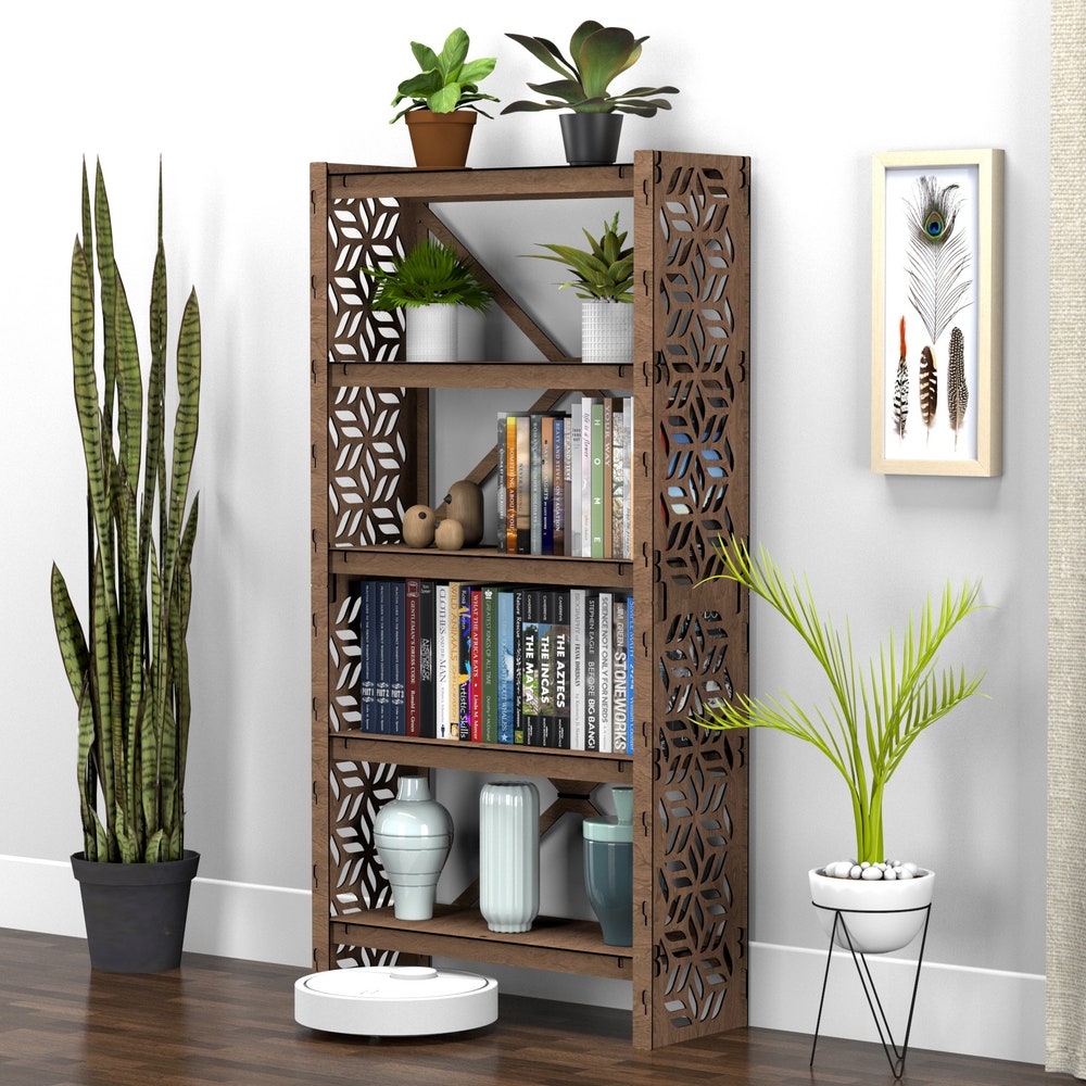 Bookshelf Bookcase Shelving Unit Wooden Etagere Housewarming Gift (29.5"w 12"d) Hexagonica - Image 2