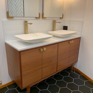 60" Mid Century Bathroom Vanity Cabinet - Dual Sink, 4 Door, No Drawers - Customize to Your Unique Style - For New Home Build or Remodel