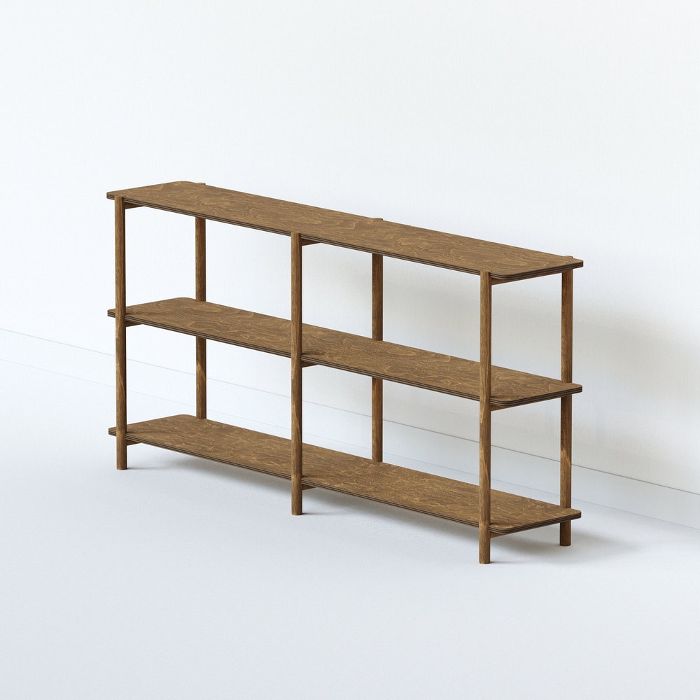 Wooden Shelving Unit - 65"-3 Shelf Rectangular End, Low Bookshelf, Vinyl Record Storage, Bookshelf, Minimalist Shelf, Sideboard - Image 6