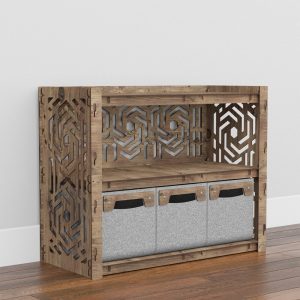 Storage Cabinet with Bins, Low Wooden Dresser,  Bookshelf, Bedroom Shelf