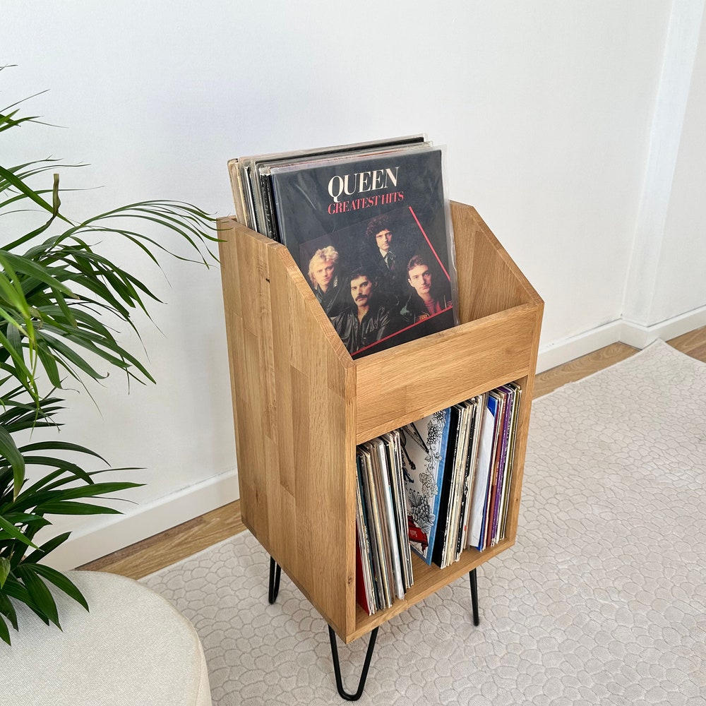 Oak Vinyl Console, Vinyl holder, Vinyl End Table, Vinyl Record Display - Image 6