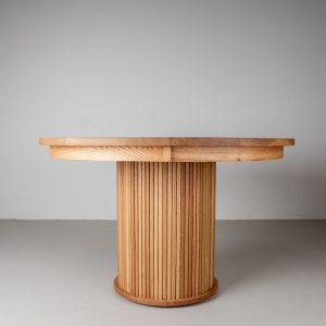 Custom Oak Dining Table, Extendable Round Wood Pedestal Dining Table, 60" Round Extension Table , Custom Oak Pedestal Table