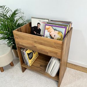 Walnut Vinyl Console, Vinyl end table, Vinyl Shelf, Large Vinyl storage