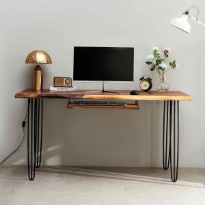 Desk - Hairpin Legs, Live Edge Desk, Wood Desk, South American Walnut, Desk with Storage, Office Desk, Modern Desk, Computer Desk, Modern