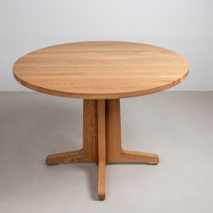 Round Pedestal Dining Table, Round Oak Table, Round Modern Table for Kitchen or Dining Room on Pedestal Base, Round Wood Dining Table