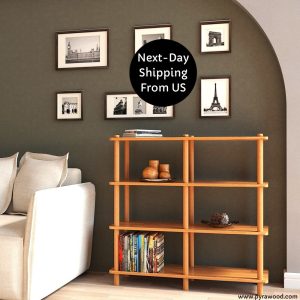 il_1000x1000.5810627596_rjl7.jpg Custom Design Solid Beech Wood Bookcase with 4 Shelves for Living Room, Minimalist Solid Wooden Short Bookcase, Entryway Wall Bookshelf Unit