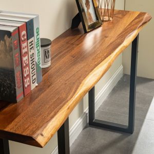 Console Table - Live Edge Sofa Table, South American Walnut, Modern, Live Edge, Sofa Table, Wood Sofa Table, Entryway Table, Metal Legs