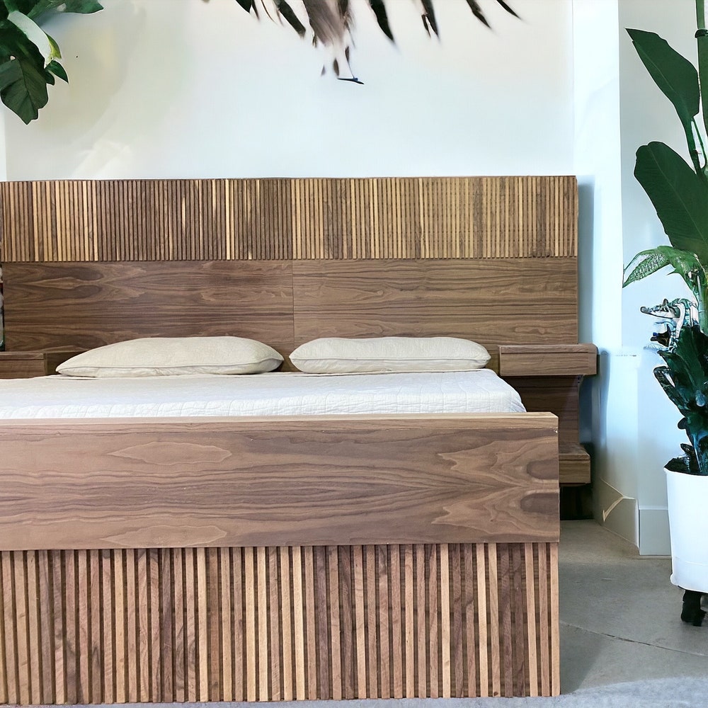 King Queen Bed Frame - Handmade Furniture Bed Frame - Reclaimed Furniture Gift for Couple - Mid Century Modern Platform Bed for Home Decor - Image 5