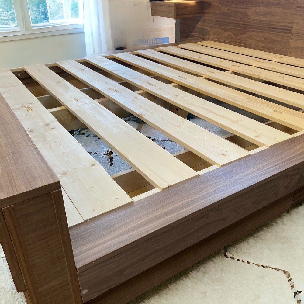 King Queen Bed Frame - Handmade Furniture Bed Frame - Reclaimed Furniture Gift for Couple - Mid Century Modern Platform Bed for Home Decor - Image 7