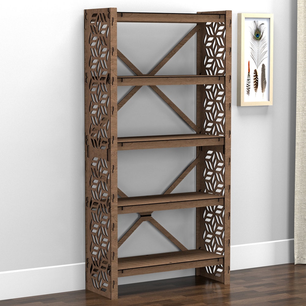 Bookshelf Bookcase Shelving Unit Wooden Etagere Housewarming Gift (29.5"w 12"d) Hexagonica - Image 5
