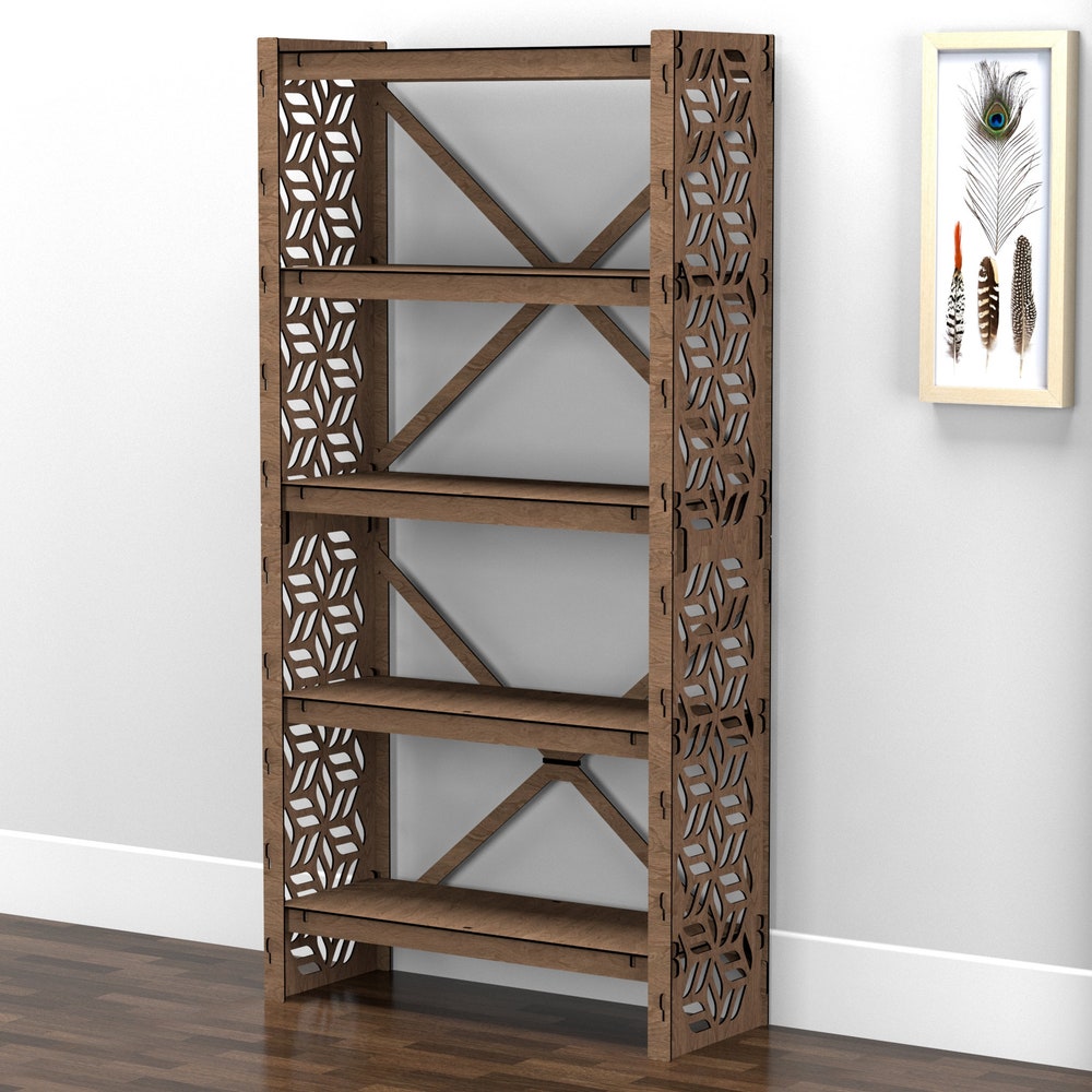 Bookshelf Bookcase Shelving Unit Wooden Etagere Housewarming Gift (29.5"w 12"d) Hexagonica - Image 6