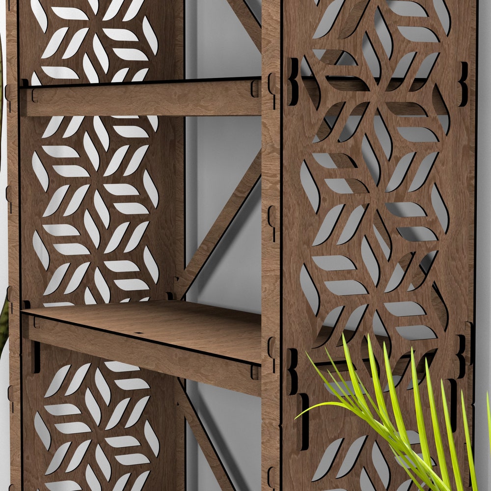 Bookshelf Bookcase Shelving Unit Wooden Etagere Housewarming Gift (29.5"w 12"d) Hexagonica - Image 4