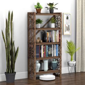 Bookshelf Bookcase Shelving Unit Wooden Etagere Housewarming Gift (29.5"w 12"d) Hexagonica