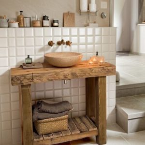 Bathroom Rustic Vanity, Reclaimed Wood Solid Bathroom Vanity, Live Edge Farmhouse Rustic Wood Decor, Counter Top Wood Table