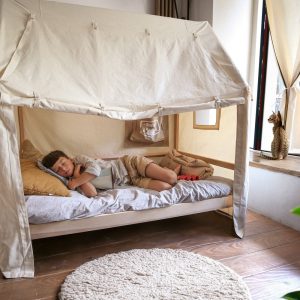 Wooden House Bed for Kids , Toddler Teepee Bed with Slats, Montessori Furniture, Children’s Bed, Christmas Gift Platform Bed Frame