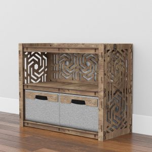 Storage Cabinet with Bins, Low Wooden Dresser, Bookshelf, Bedroom Shelf