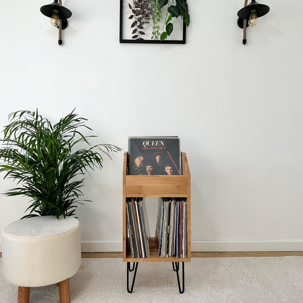 Oak Vinyl Console, Vinyl holder, Vinyl End Table, Vinyl Record Display - Image 3